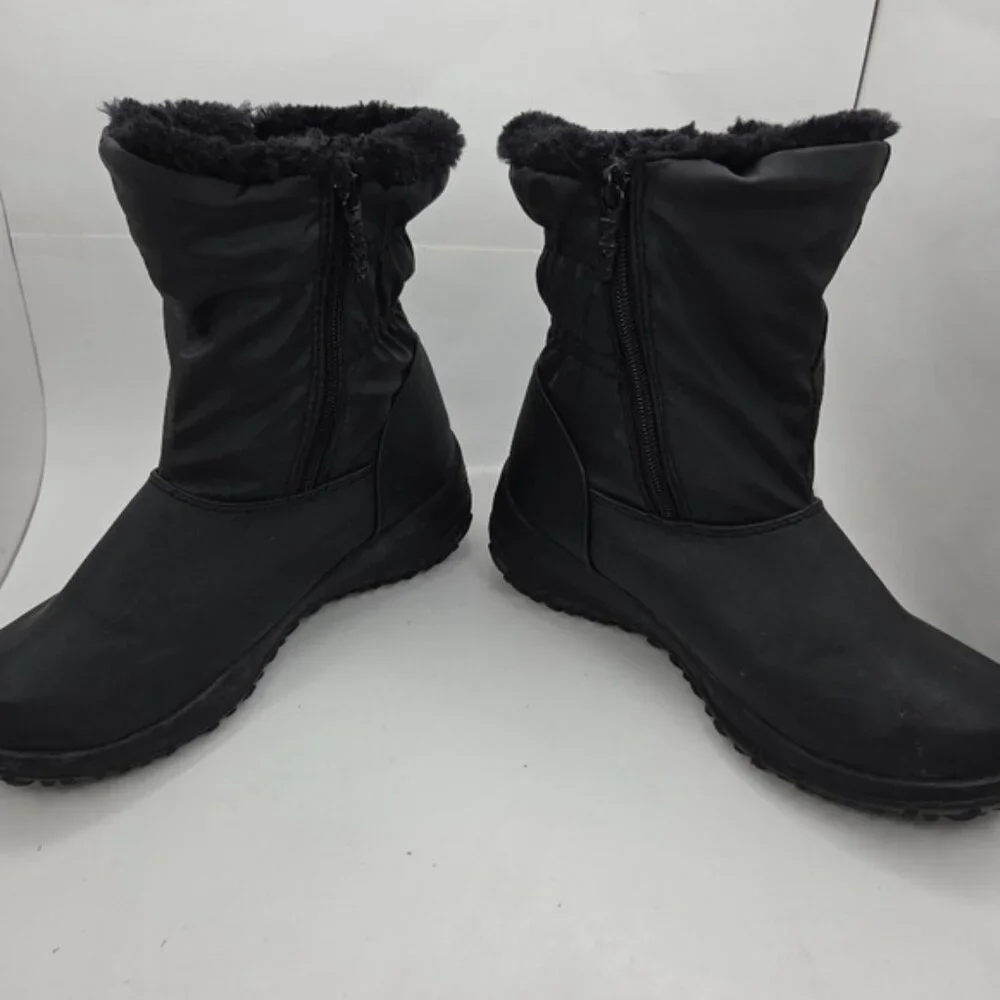 Totes Sim Black Faux Fur Lined Waterproof Winter Snow Boots Women's Size 6